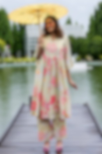 Pista Green Malai Chanderi Floral Printed Kurta Set by Creole at Pernia's Pop Up Shop