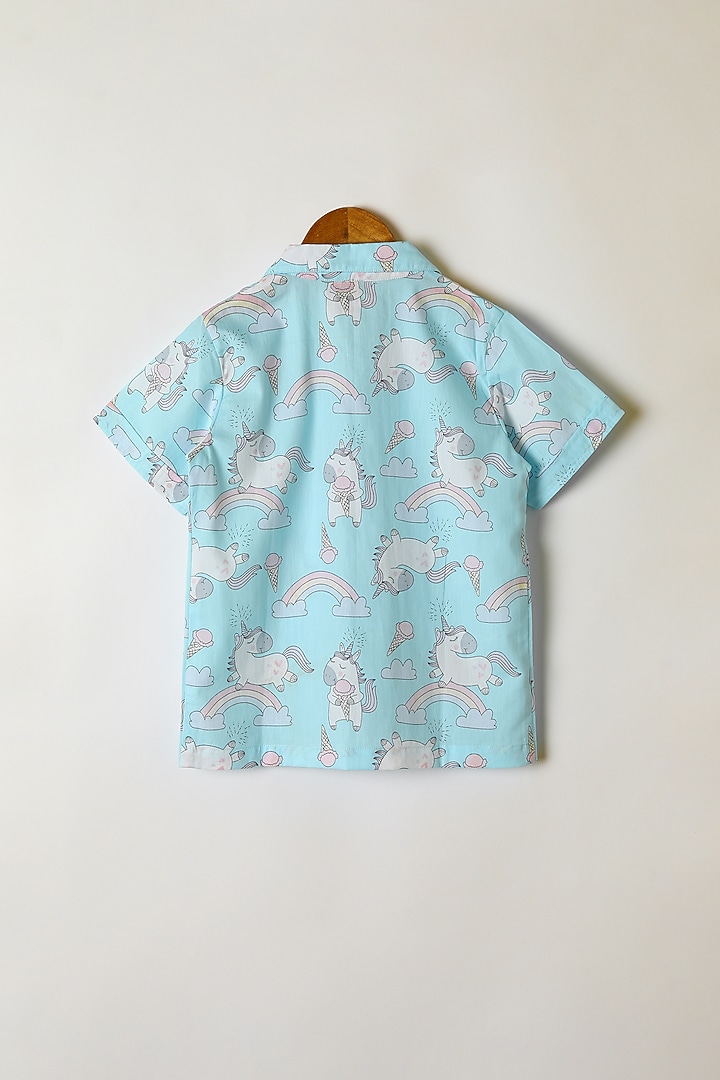 Blue Unicorn Printed Shirt & Pants by Caramel Coves at Pernia's Pop Up Shop