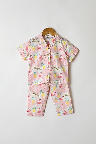 Pink Printed Shirt & Pants by Caramel Coves