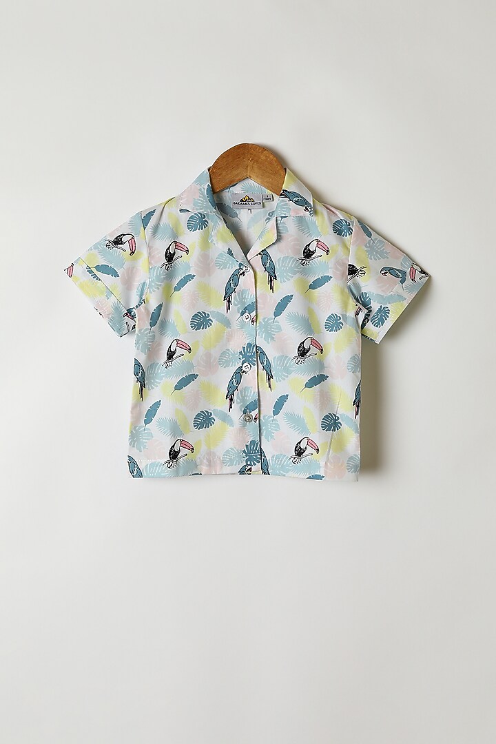 Blue Printed Shirt With Pants by Caramel Coves at Pernia's Pop Up Shop