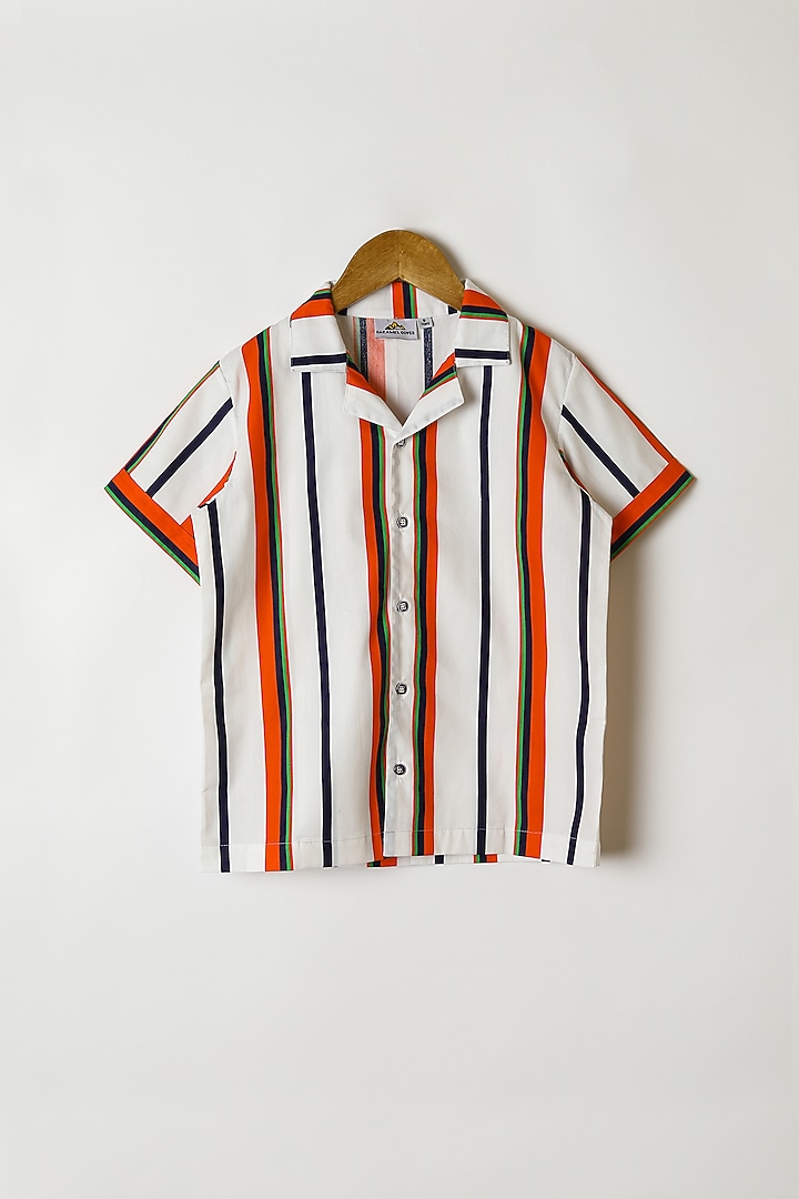 Orange & White Printed Shirt With Pants by Caramel Coves at Pernia's Pop Up Shop