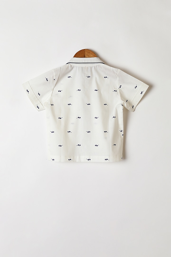 White Specs Printed Shirt & Pants by Caramel Coves at Pernia's Pop Up Shop