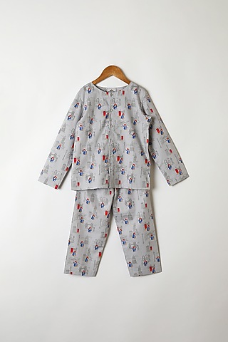 Grey Printed Shirt & Pants by Caramel Coves