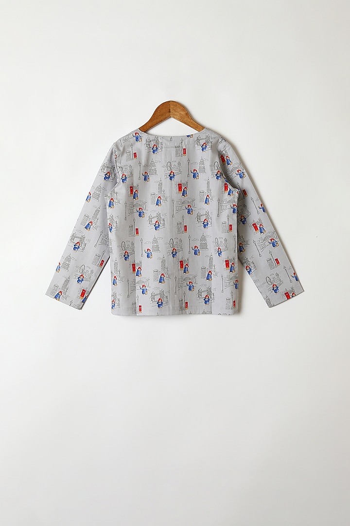 Grey Printed Shirt & Pants by Caramel Coves at Pernia's Pop Up Shop