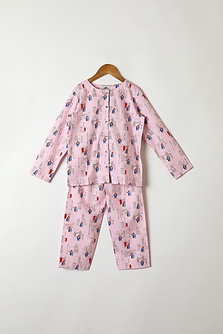 Pink Cotton Printed Shirt & Pants by Caramel Coves