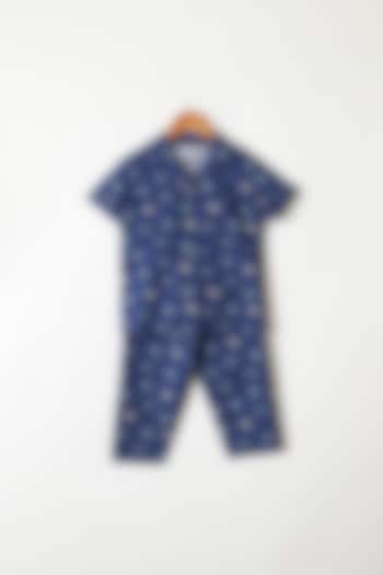 Navy Blue Printed Shirt & Pants by Caramel Coves