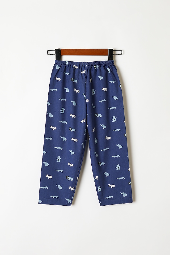Navy Blue Printed Shirt & Pants by Caramel Coves at Pernia's Pop Up Shop