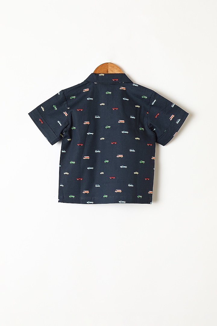 Navy Blue Cars Printed Shirt & Pants by Caramel Coves at Pernia's Pop Up Shop