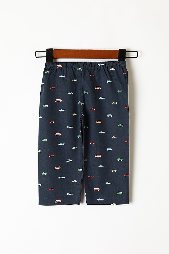 Navy Blue Cars Printed Shirt & Pants by Caramel Coves at Pernia's Pop Up Shop