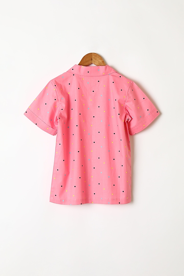 Pink Polka Dots Printed Shirt & Pants by Caramel Coves at Pernia's Pop Up Shop