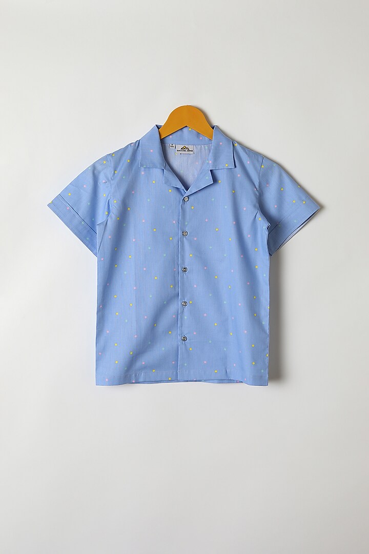 Blue Polka Dots Printed Shirt & Pants by Caramel Coves at Pernia's Pop Up Shop