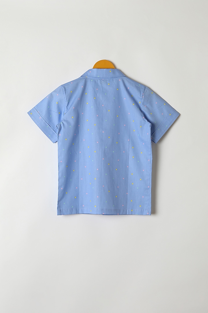 Blue Polka Dots Printed Shirt & Pants by Caramel Coves at Pernia's Pop Up Shop