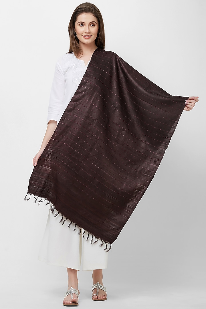Brown Printed Stole by Crafts Collection