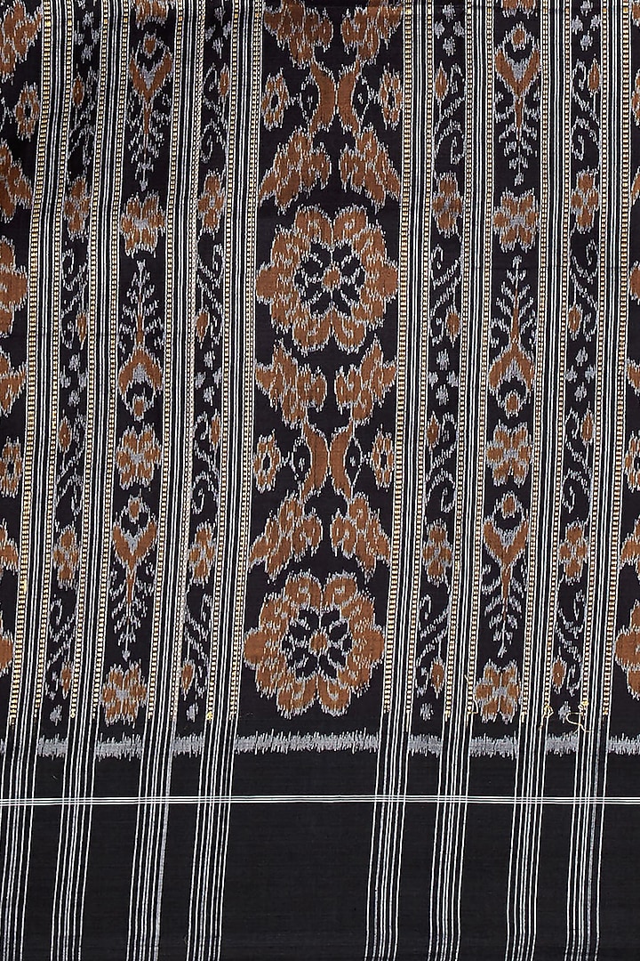 Grey & Black Sambalpuri Pala Ikat Printed Festive Saree by Crafts Collection at Pernia's Pop Up Shop