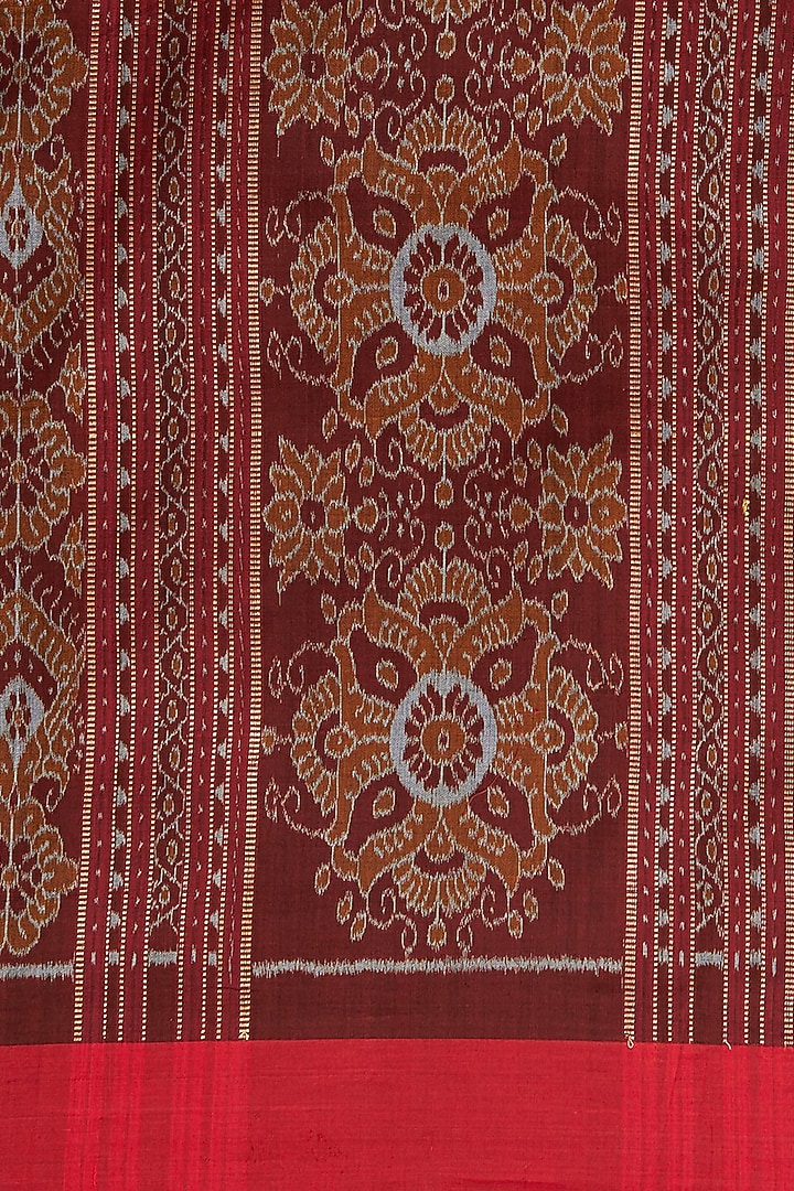 Black & Red Cotton Ikat Printed Festive Saree by Crafts Collection at Pernia's Pop Up Shop