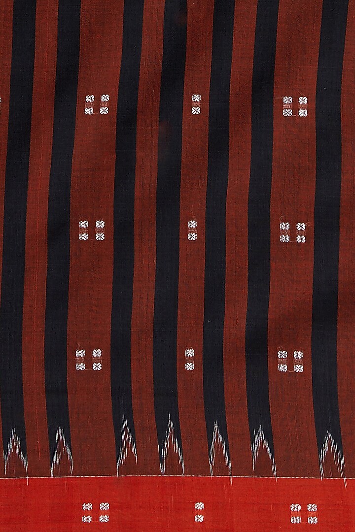 Black & Red Festive Saree With Ikat Print by Crafts Collection at Pernia's Pop Up Shop