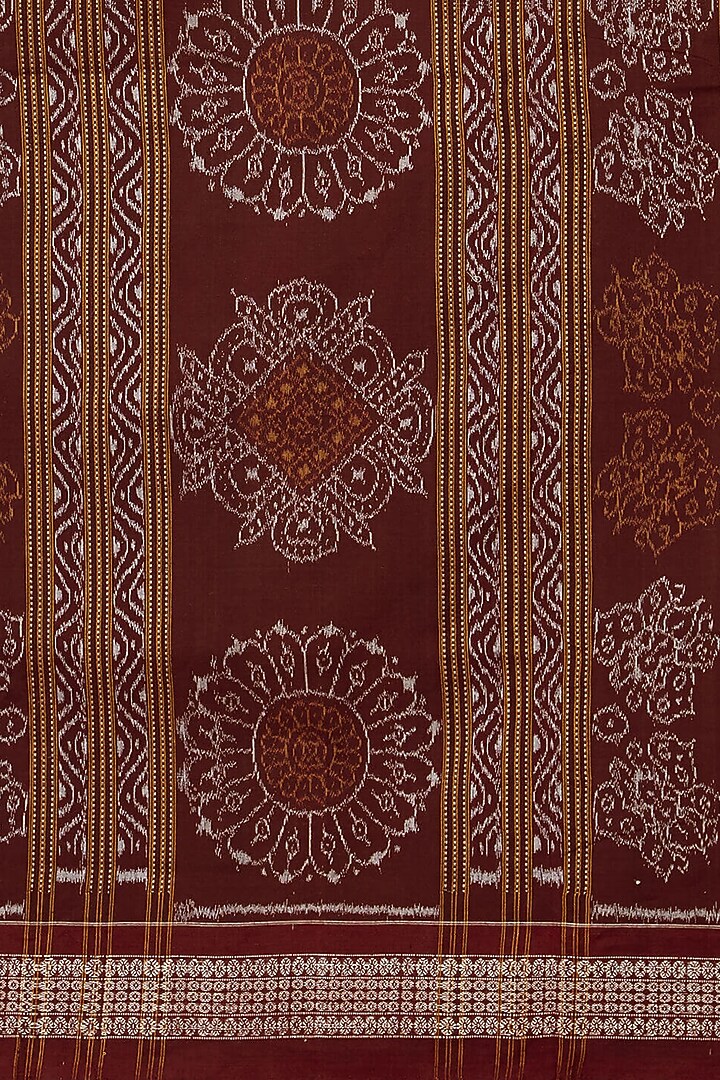 Brown & Maroon Ikat Printed Festive Saree by Crafts Collection at Pernia's Pop Up Shop