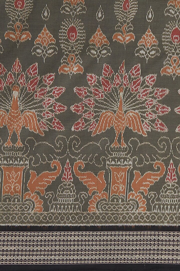 Olive Green Ikat Printed Handloom Festive Saree by Crafts Collection at Pernia's Pop Up Shop