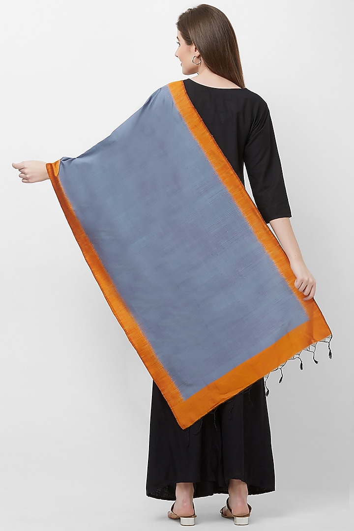 Grey & Orange Silk Stole by Crafts Collection at Pernia's Pop Up Shop