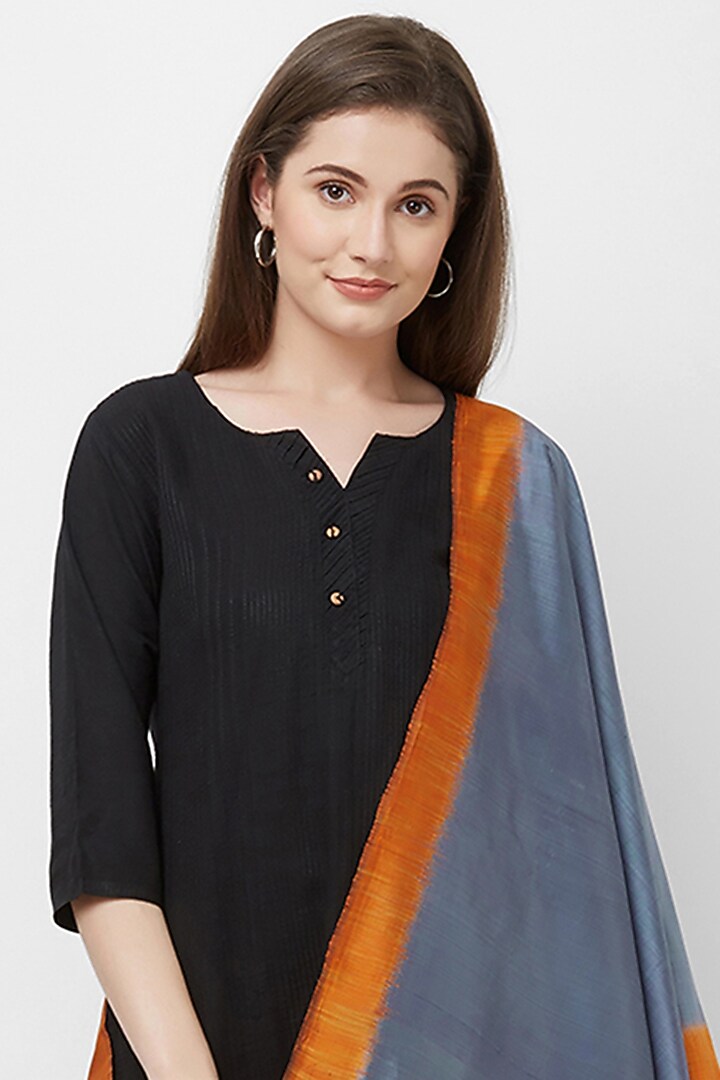 Grey & Orange Silk Stole by Crafts Collection at Pernia's Pop Up Shop