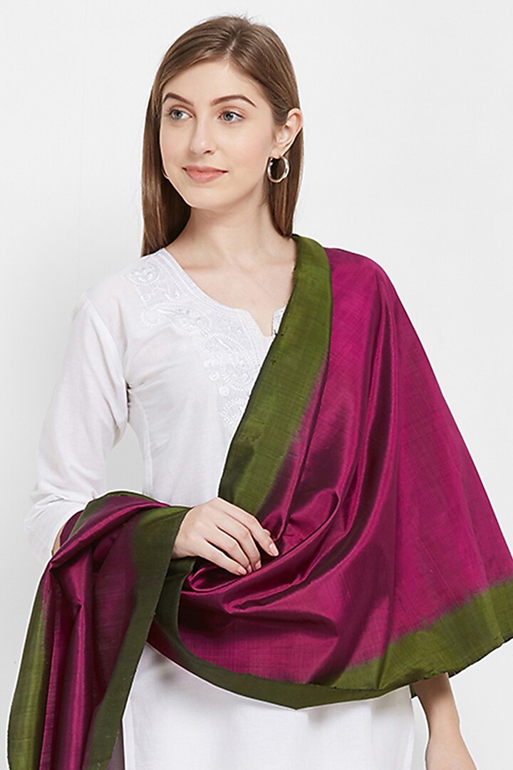 Purple & Green Silk Stole by Crafts Collection at Pernia's Pop Up Shop