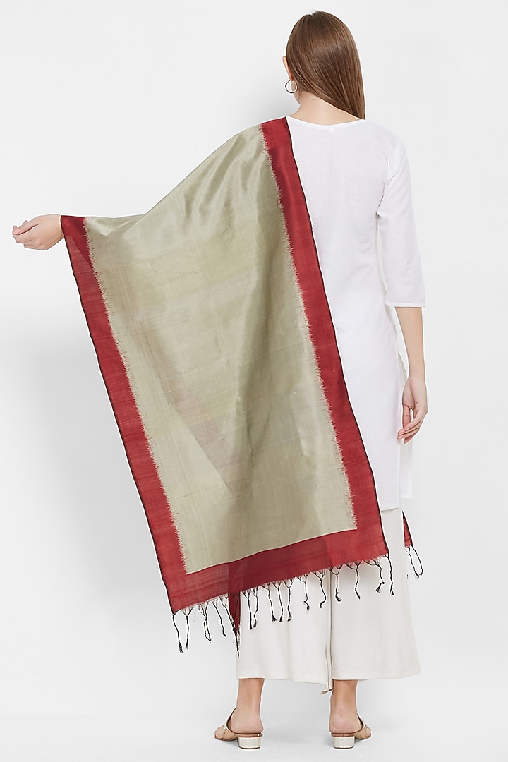 Red & Grey Silk Stole by Crafts Collection at Pernia's Pop Up Shop