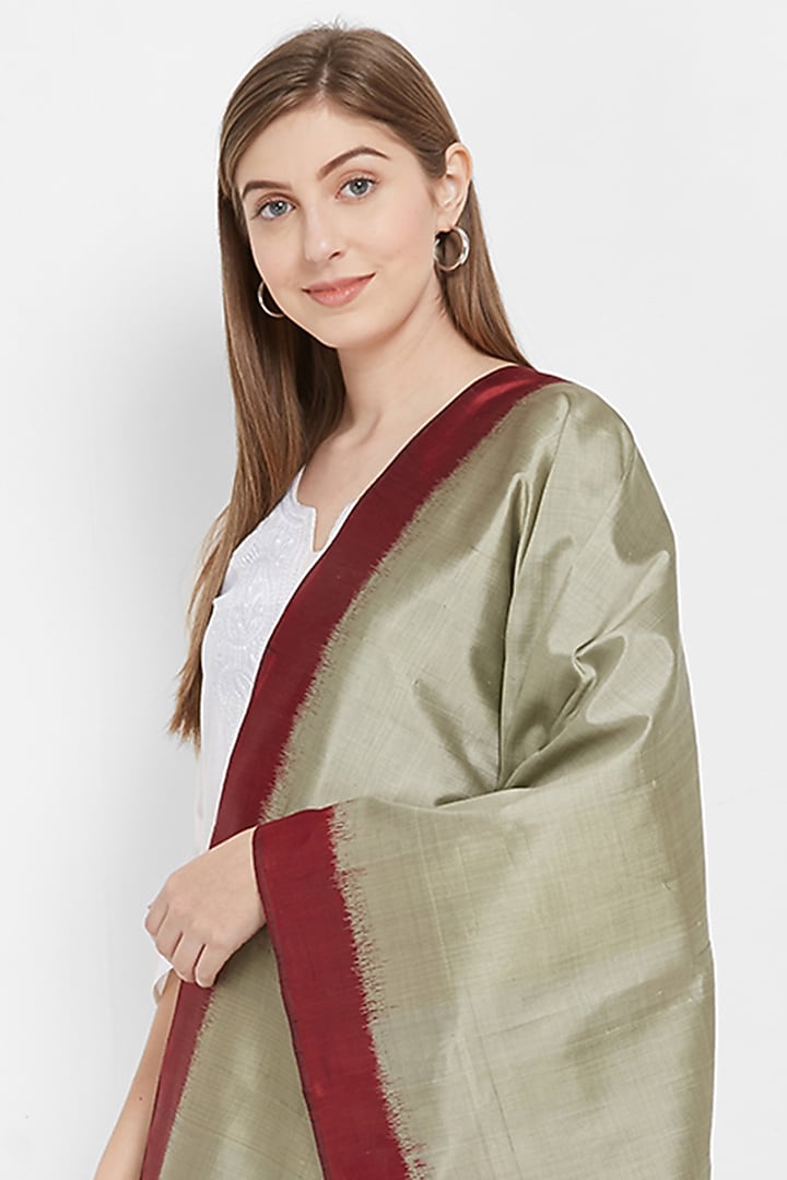 Red & Grey Silk Stole by Crafts Collection at Pernia's Pop Up Shop
