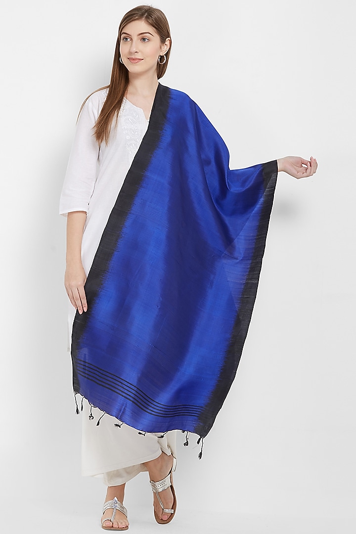 Blue & Black Silk Stole by Crafts Collection