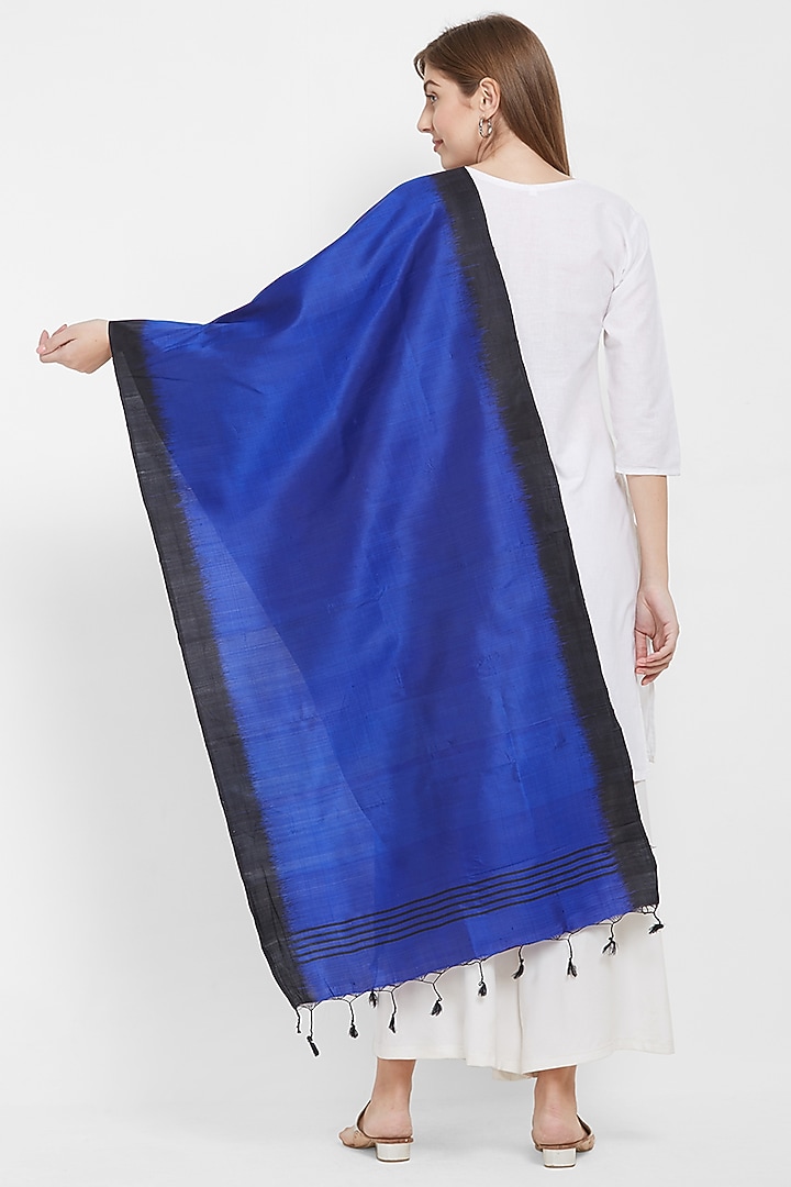 Blue & Black Silk Stole by Crafts Collection at Pernia's Pop Up Shop