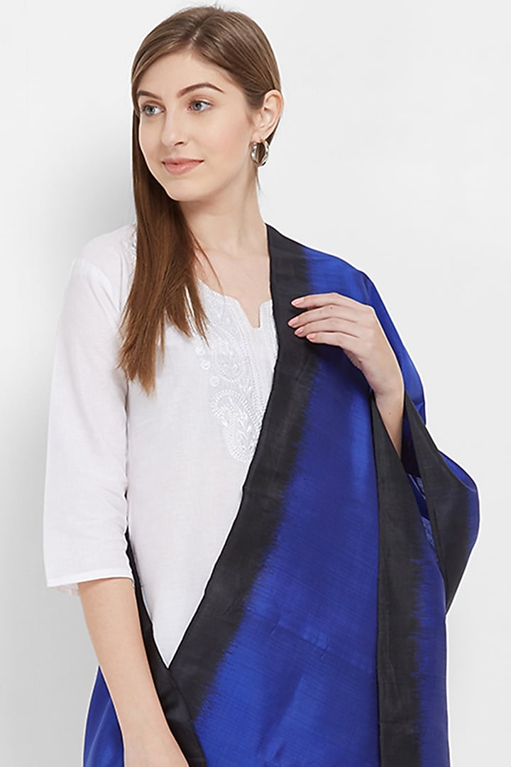 Blue & Black Silk Stole by Crafts Collection at Pernia's Pop Up Shop