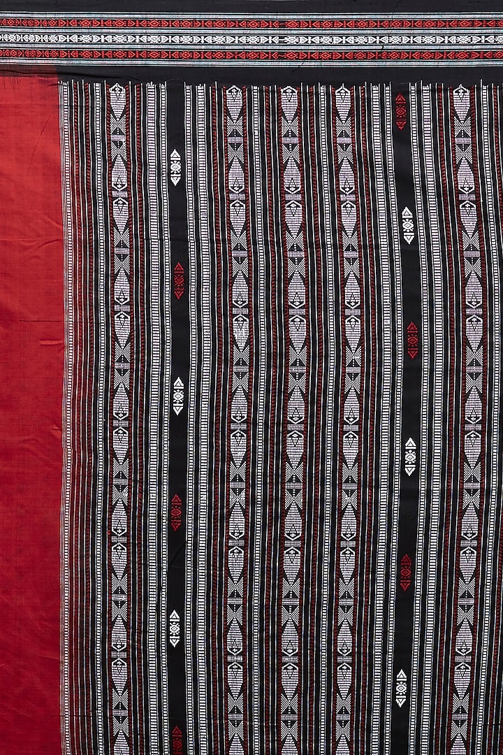 Red Ikat Printed Handloom Festive Saree by Crafts Collection at Pernia's Pop Up Shop