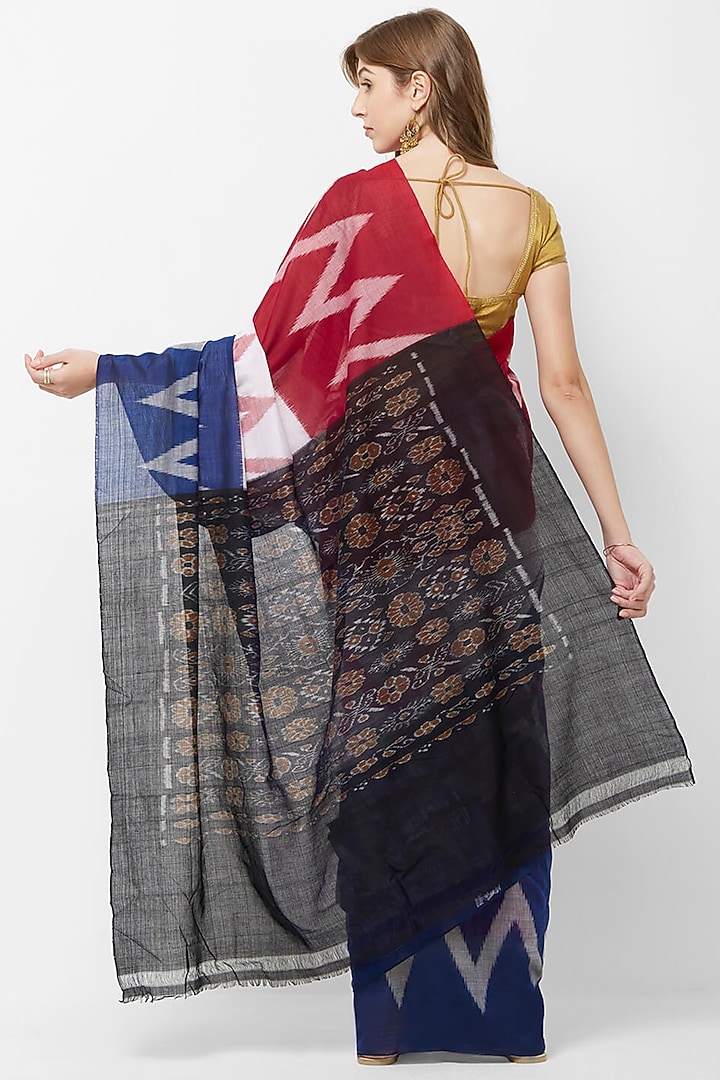 Multi Colored Ikat Printed Handloom Festive Saree by Crafts Collection at Pernia's Pop Up Shop
