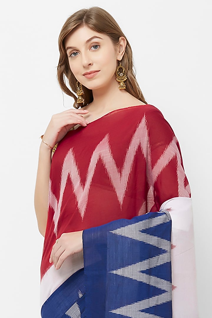 Multi Colored Ikat Printed Handloom Festive Saree by Crafts Collection at Pernia's Pop Up Shop