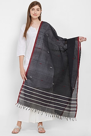 Black Sambalpuri Dupatta by Crafts Collection