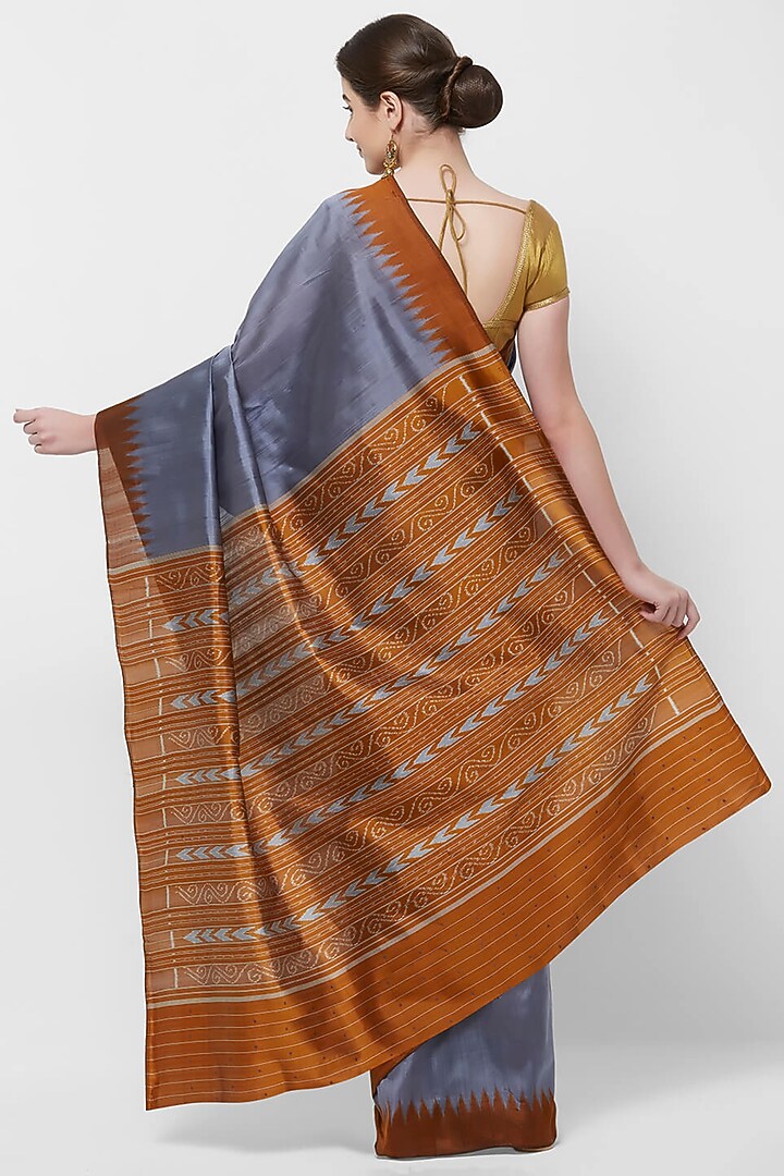 Grey Silk Handwoven Festive Saree by Crafts Collection at Pernia's Pop Up Shop