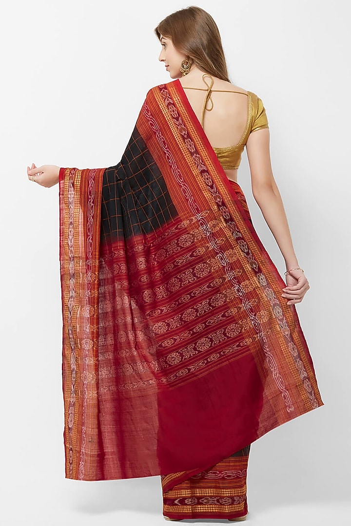 Black Cotton Sachipar Festive Saree by Crafts Collection at Pernia's Pop Up Shop