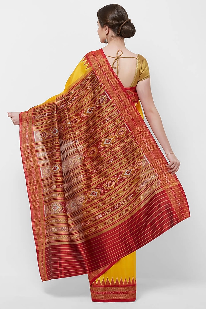 Yellow Silk Sambalpuri Festive Saree by Crafts Collection at Pernia's Pop Up Shop
