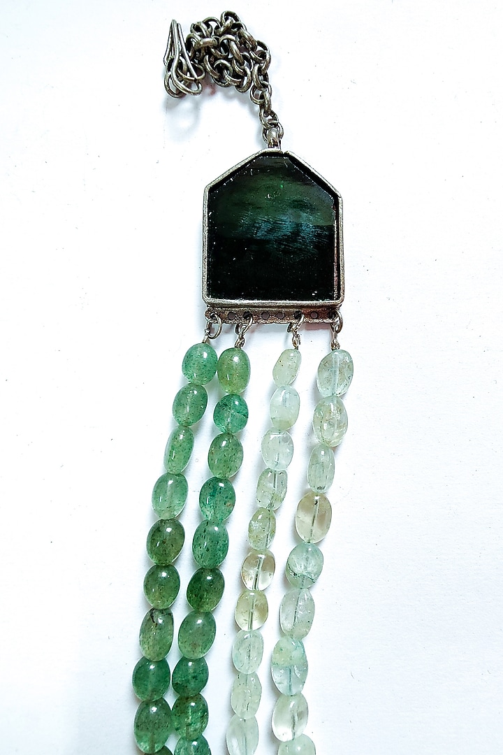Two-Tone Finish Semi-Precious Stone & Glass Embellished Openable Kuchi Pendant Necklace by creyonsbymansi at Pernia's Pop Up Shop