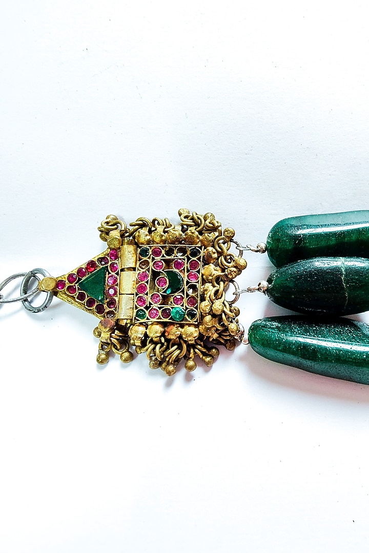 Two-Tone Finish Semi-Precious Stone & Green Aventurine Choker Necklace by creyonsbymansi at Pernia's Pop Up Shop