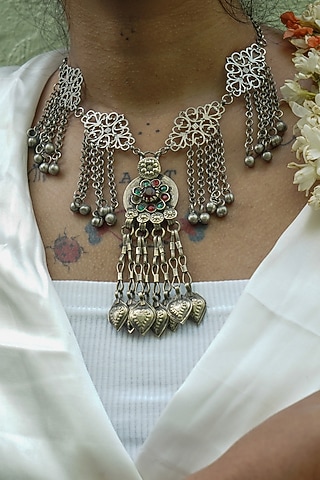 Two-Tone Finish Kuchi Jaali Choker Necklace by creyonsbymansi