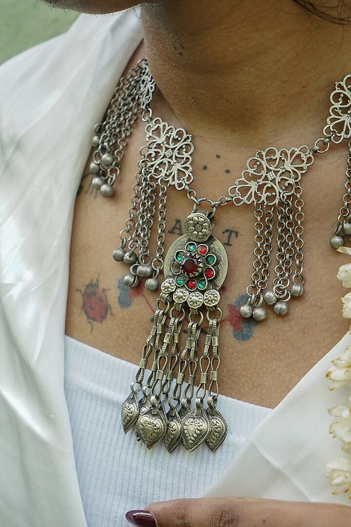 Two-Tone Finish Kuchi Jaali Choker Necklace by creyonsbymansi at Pernia's Pop Up Shop