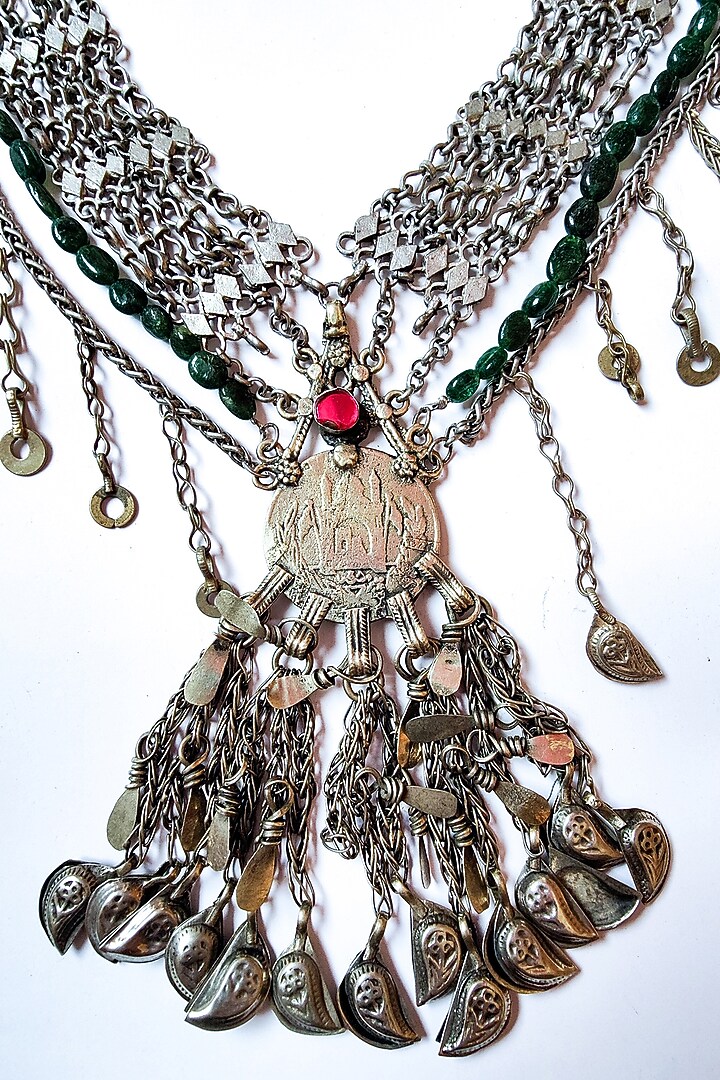 Two-Tone Finish Old Coins & Semi-Precious Stones Layered Necklace by creyonsbymansi at Pernia's Pop Up Shop