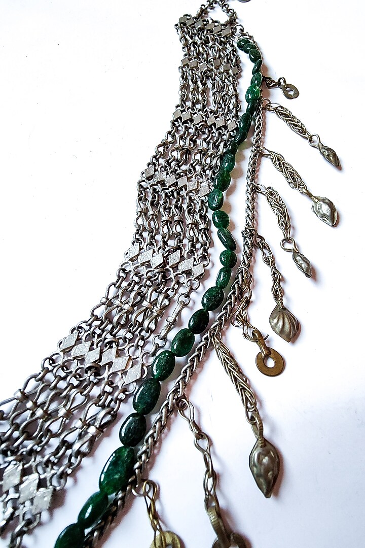 Two-Tone Finish Old Coins & Semi-Precious Stones Layered Necklace by creyonsbymansi at Pernia's Pop Up Shop