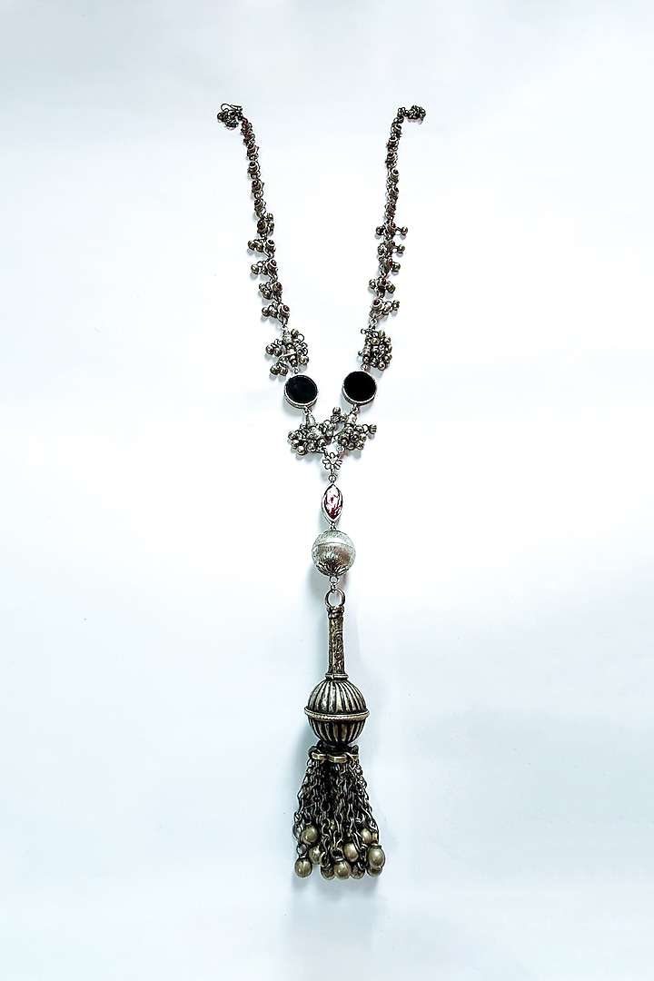 Two-Tone Finish Glass Beads & Glass Embellished Pendant Necklace by creyonsbymansi at Pernia's Pop Up Shop