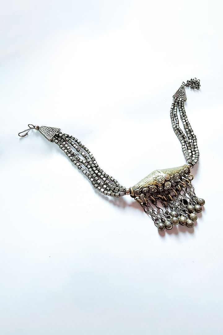 Two-Tone Finish Silver Stone Beads Kuchi Choker Necklace by creyonsbymansi at Pernia's Pop Up Shop