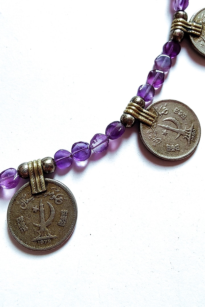 Two-Tone Finish Semi-Precious Stone & Old Afghani Coins Kuchi Choker Necklace by creyonsbymansi at Pernia's Pop Up Shop