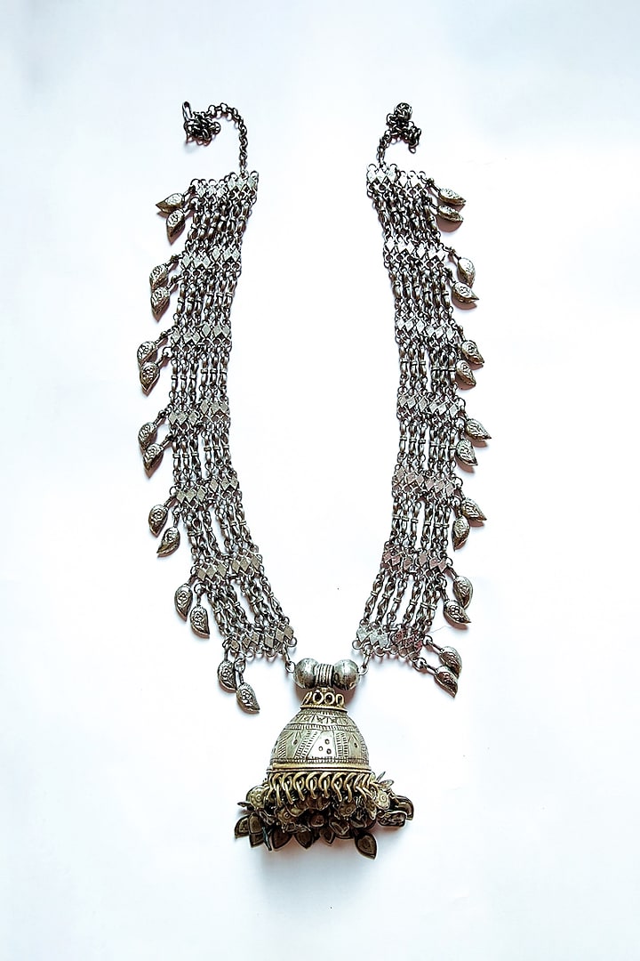Two-Tone Finish Silver Stones Kuchi Long Necklace by creyonsbymansi at Pernia's Pop Up Shop