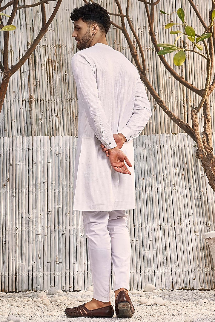 Off-White Dobby Cotton Bundi Jacket With Kurta Set by Charkhee Men at Pernia's Pop Up Shop