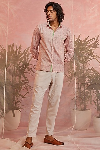 Raspberry Textured Shirt by Charkhee Men