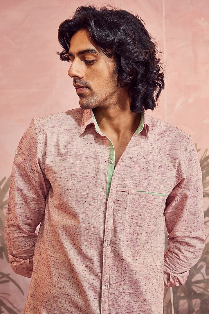 Raspberry Textured Summer Shirt by Charkhee Men at Pernia's Pop Up Shop
